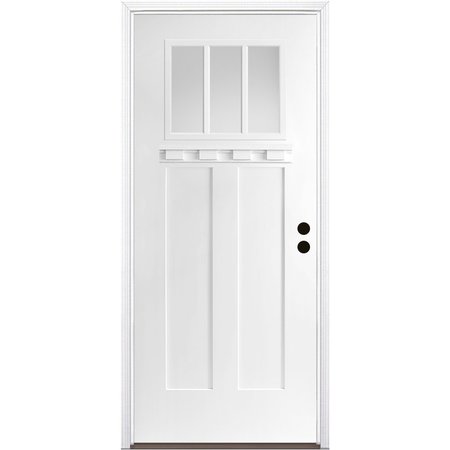 CODEL DOORS 32" x 80" Primed White Shaker Exterior Fiberglass Door 2868LHISPSFHER2033C691615B